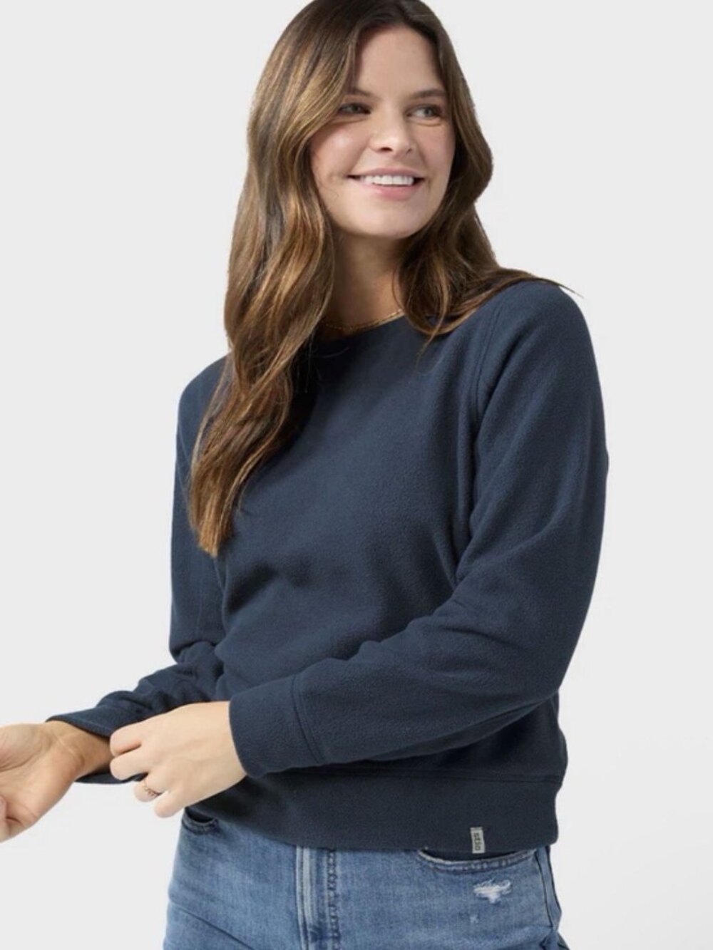 Stio Women's Navy Blue Fleece Crew Pullover Sweatshirt Size Medium